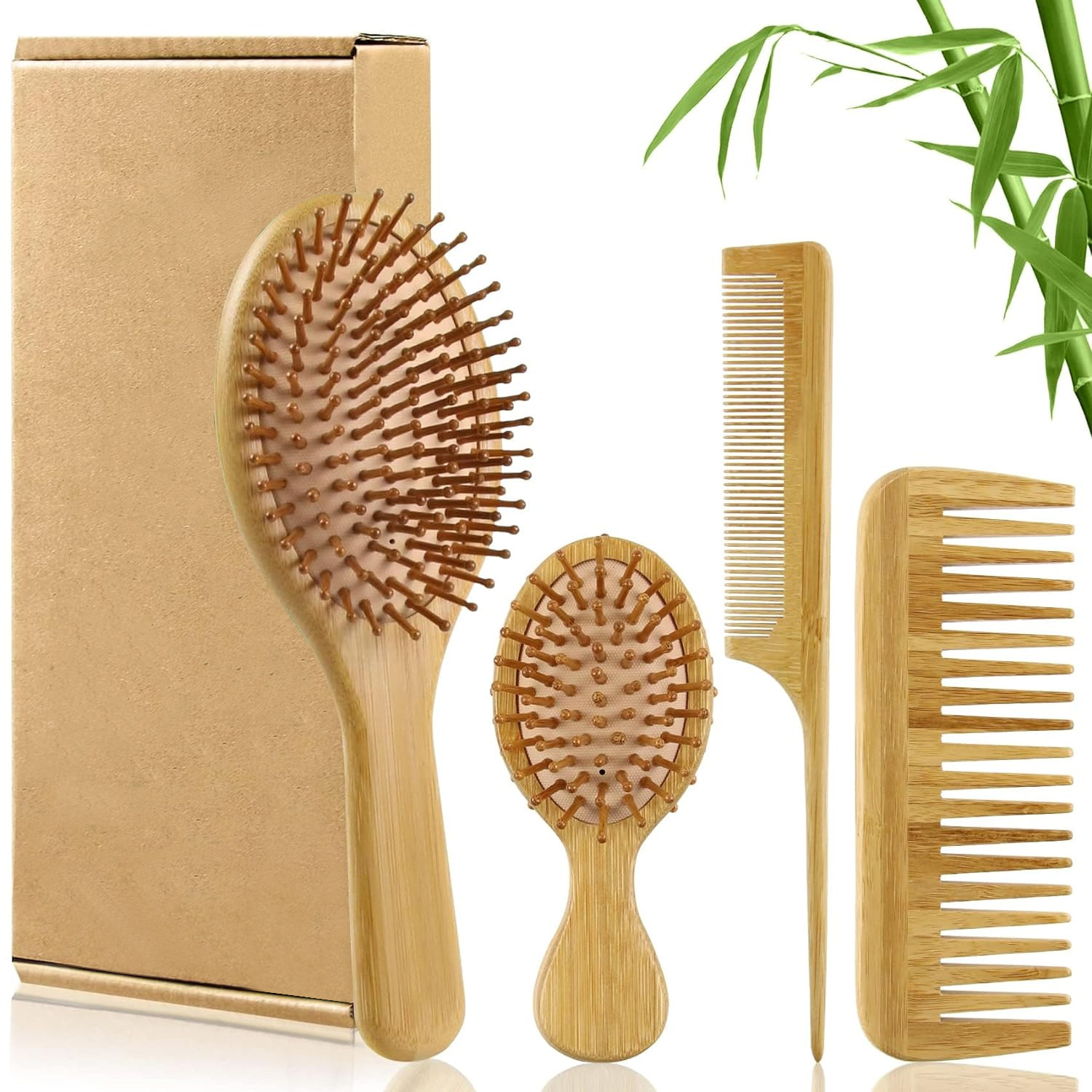 Men'S Grooming Hair - Set Sisir dan Sikat Rambut Bambu